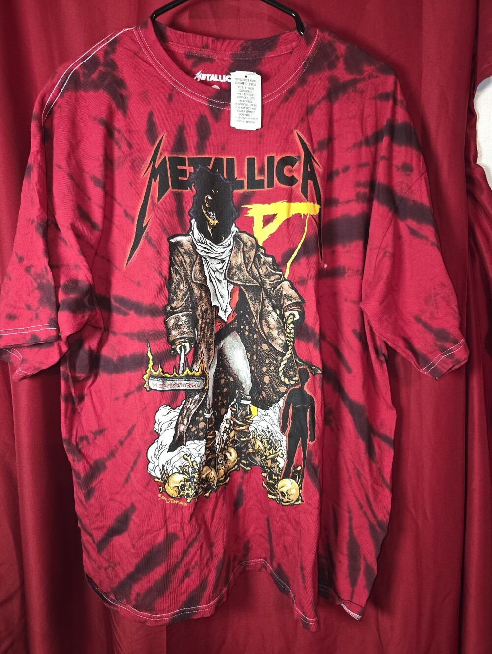 Metallica The Unforgiven Red Tie Dye T-Shirt - Pushead Art Back Graphic Size L
